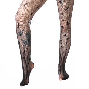 Netzstrumpfhose mit Sternen und Monden