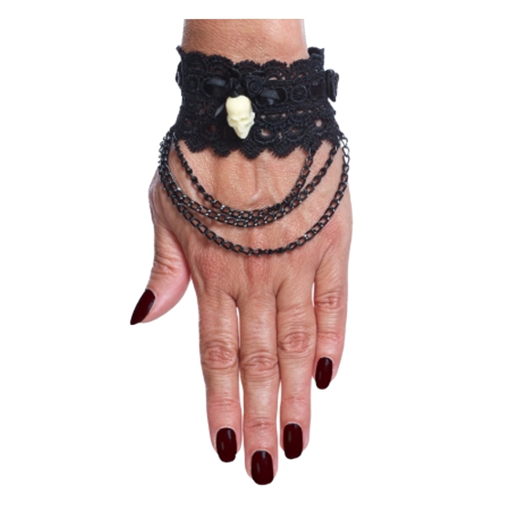 Gothic Manschetten Armband Spitze Brokat Sinister