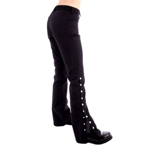 Damen Schlaghose Button Hipster Denim Black Pistol