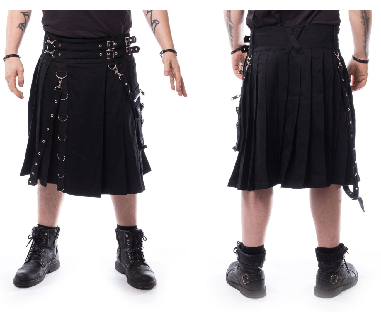 rockiger Kilt im Gothicstil Chemical Black