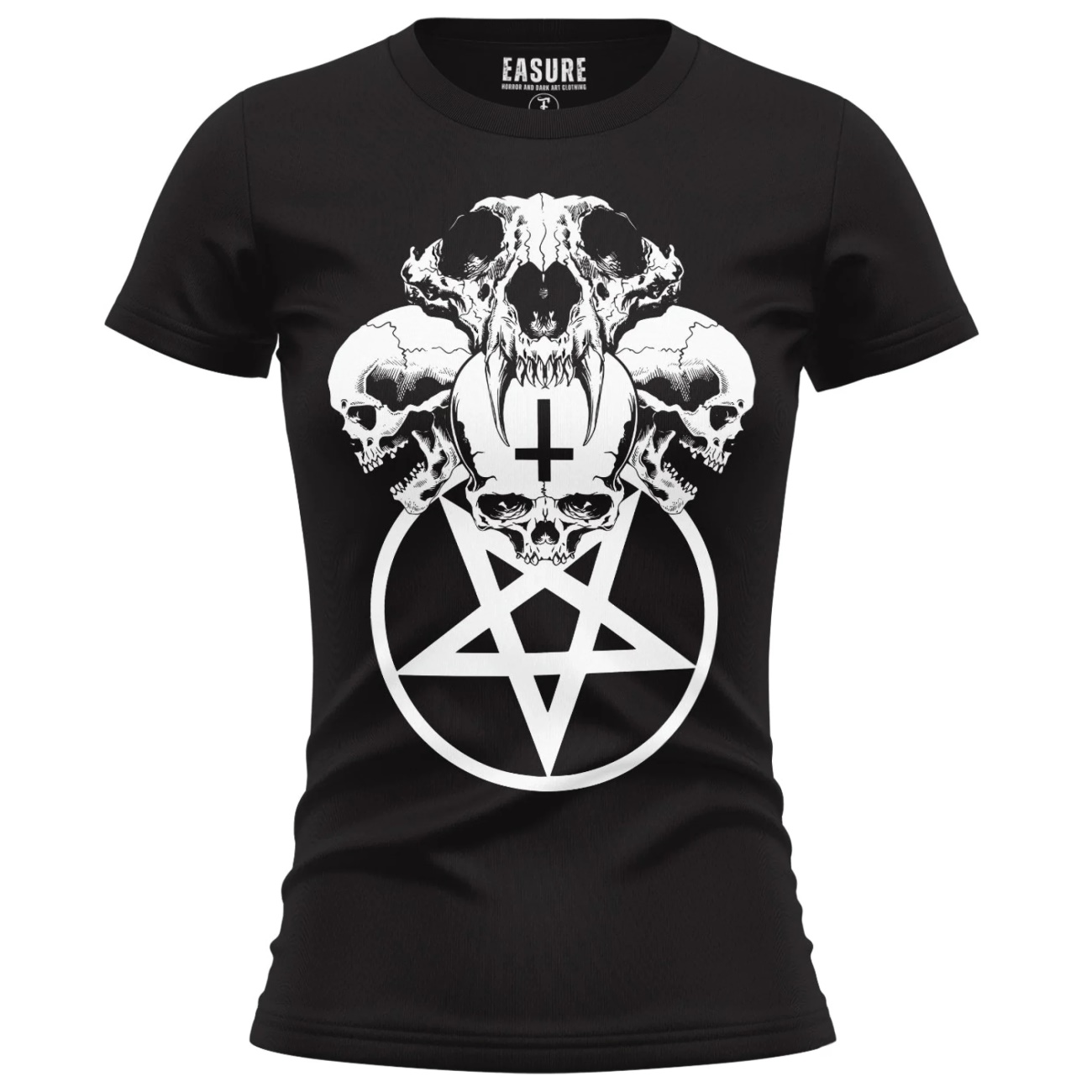 Gothic Damen T-Shirt Skull Pentagram