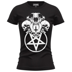 Gothic Damen T-Shirt Skull Pentagram