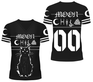 Damen T-Shirt Moon Kitty Varsity Heartless