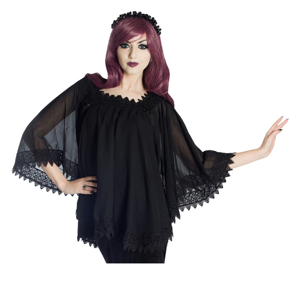 Cape Bluse mit Spitze Sinister