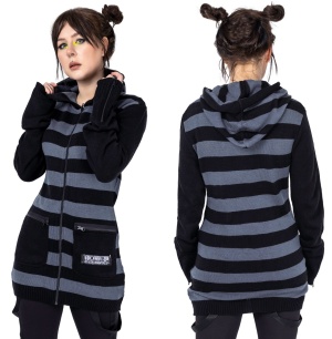 Strickjacke lang gestreift Poizen Industries