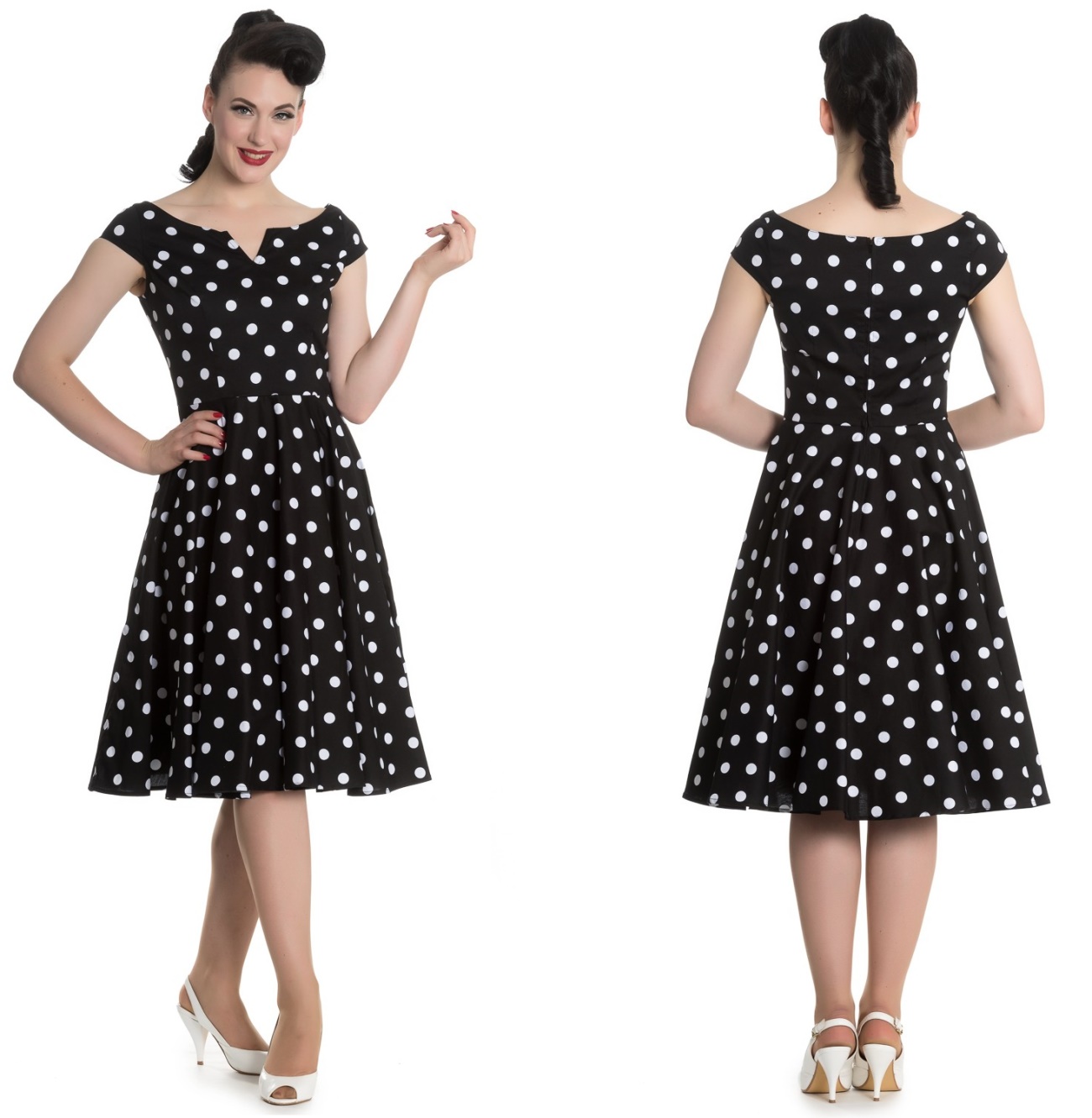 Nicky Dress Rock n Roll Kleid Rockabilly Kleid gepunktet Hellbunny