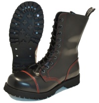 Boots & Braces 10-Loch Stiefel mit Stahlkappe und roten Nähten