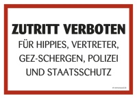 Aufkleber Zutritt Verboten 