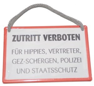 Kleines Aluminium Blechschild mit Kordel Zutritt Verboten