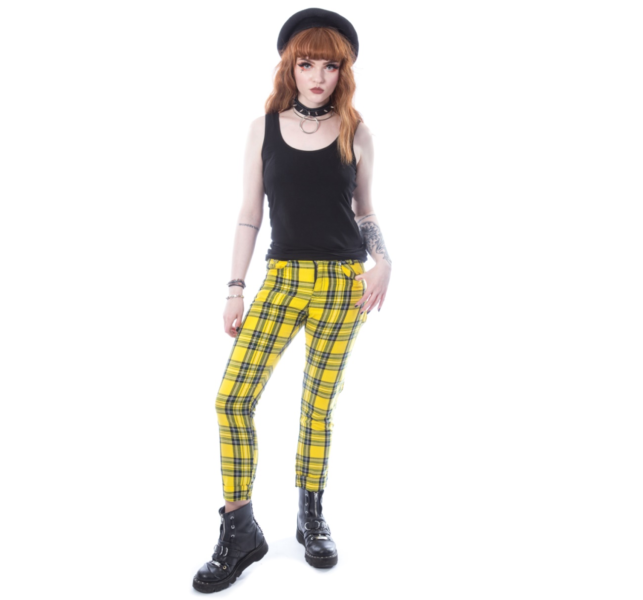 Ladies Tartan Pant gelb Chemical Black