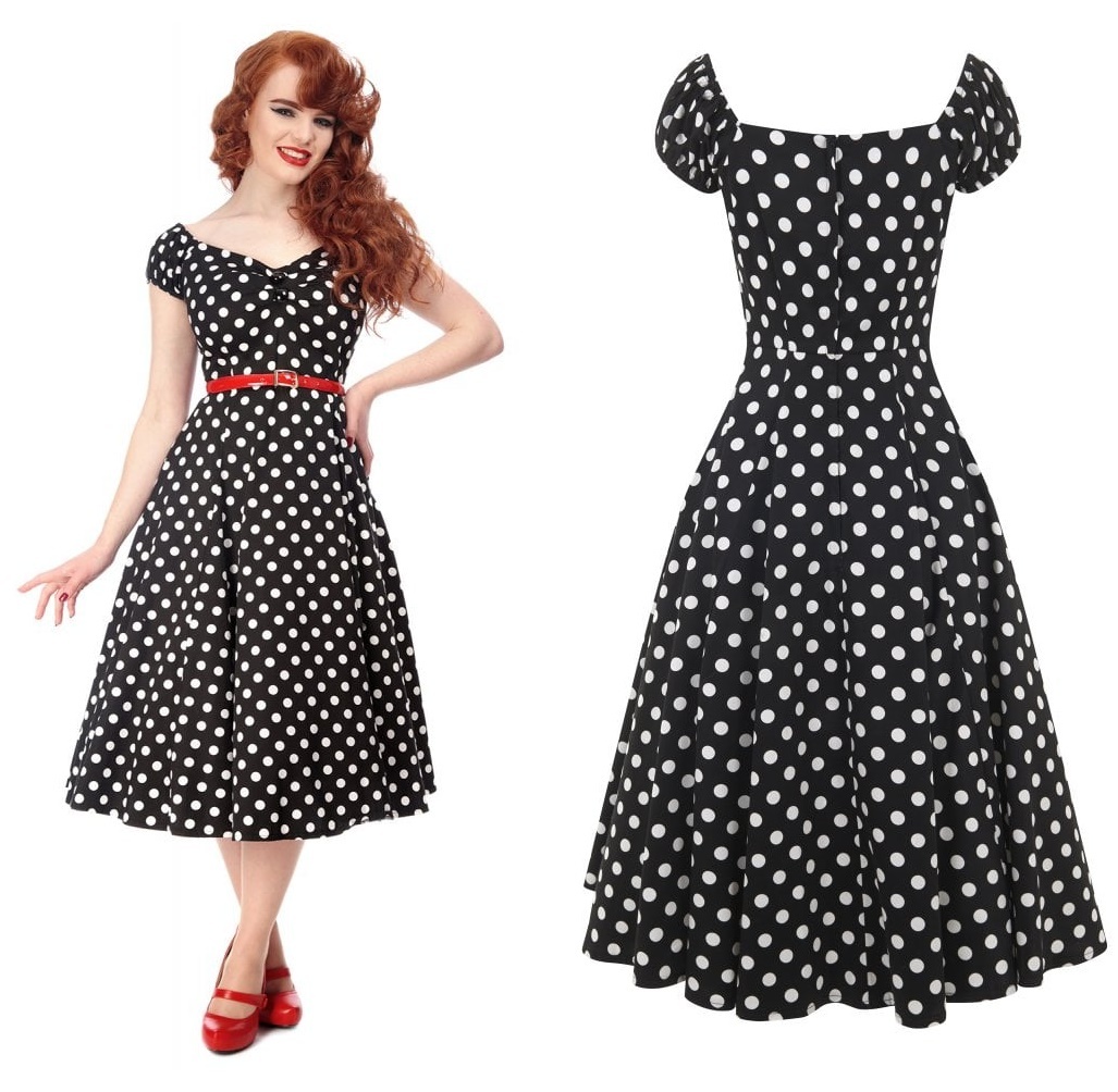 Petticoatkleid Rock n Roll Kleid Dolores Doll gepunktet Collectif bis Plussize