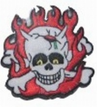 Aufnäher Totenkopf Flammen Skull and Flames
