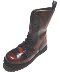 Boots & Braces 10 Loch Stiefel Stahlkappe in burgundy/rub off